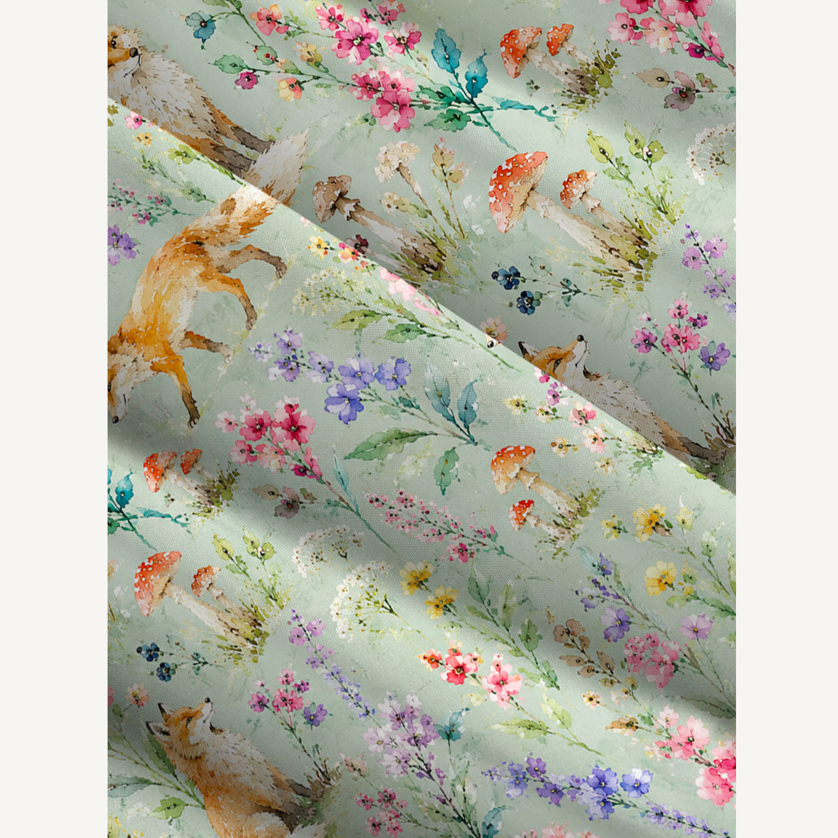 Woodland Fox Blooms Print Wide Straps Maxi Dress With Pockets
