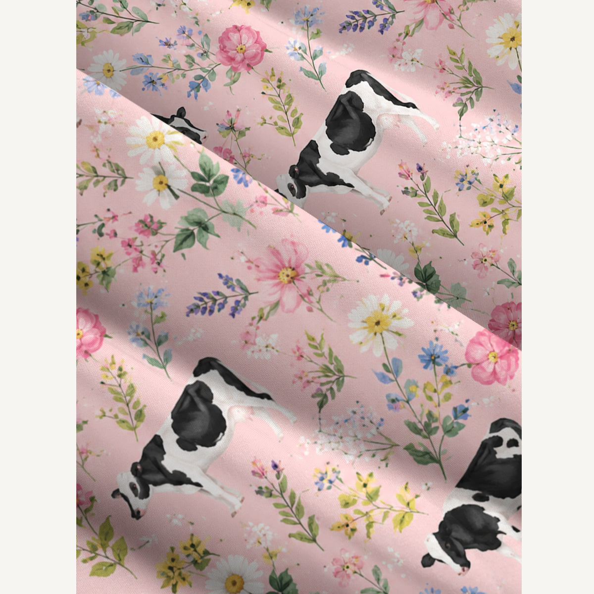 Holstein Cattle Cow Farm Animal Floral Pink Print Wide Straps Maxi Dress With Pockets