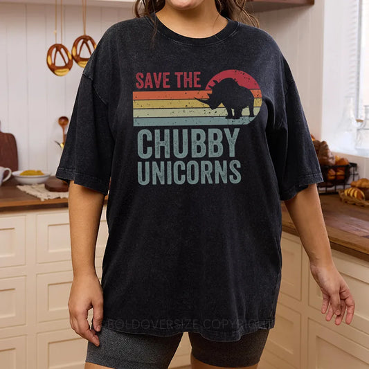 Vintage Chubby Unicorn Washed T-Shirt
