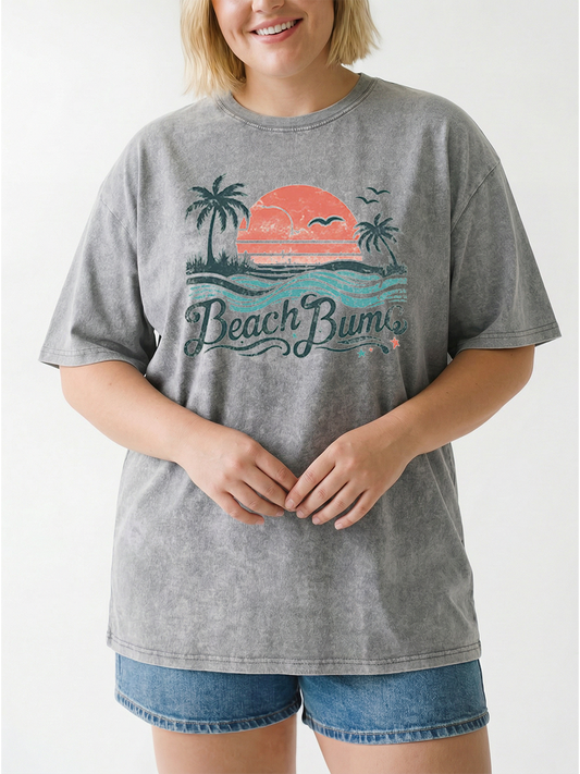 Vintage Retro Summer Beach Bums Washed T-Shirt