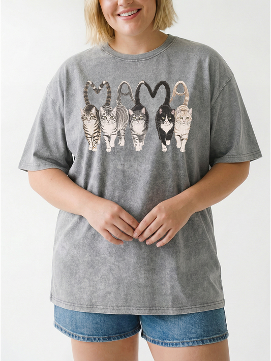 Vintage Mama Cat Washed T-Shirt