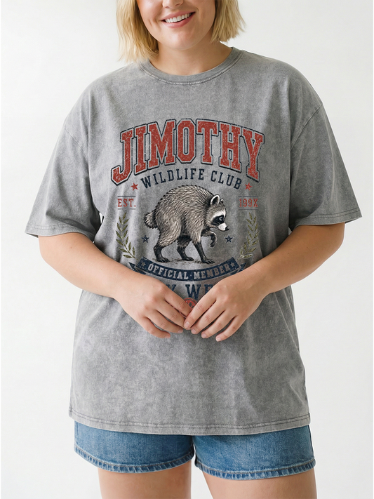 Vintage Wildlife Club Stay Weird Short Spine Raccoon Washed T-Shirt