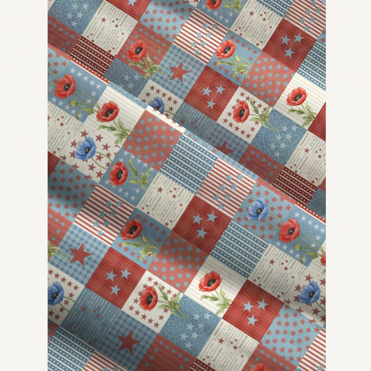 Vintage Patriotic Patchwork Print Quilt Wide Straps Maxi Dress With Pockets