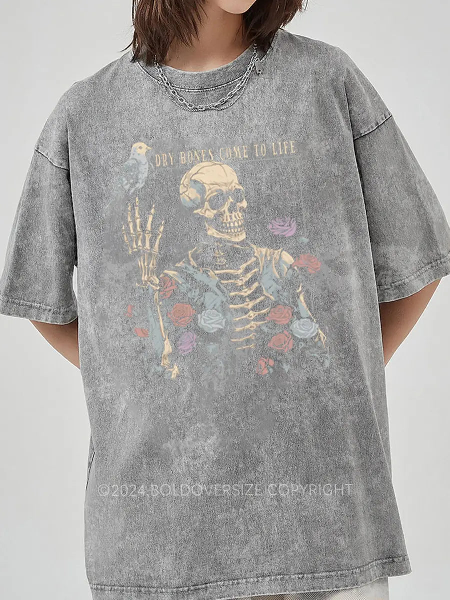 Vintage Skeleton Dry Bones Come To Life Washed T-Shirt