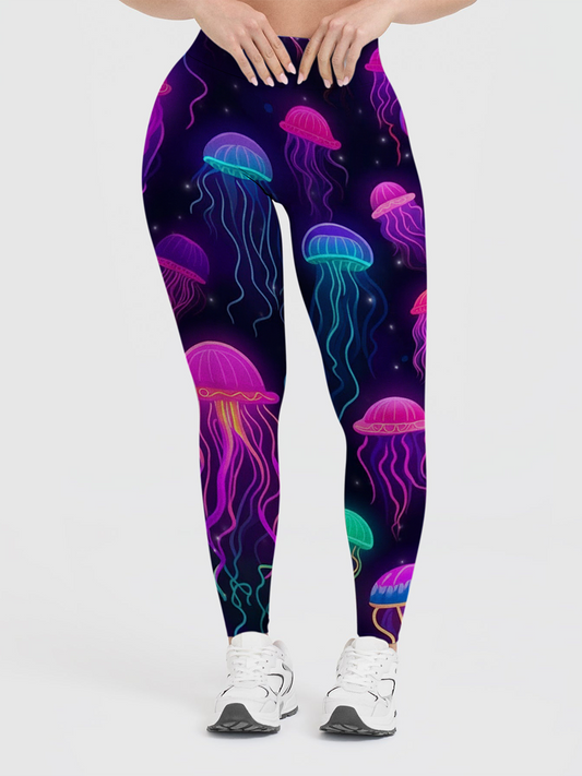 Vintage Psychedelic Jellyfish Swirl Leggings