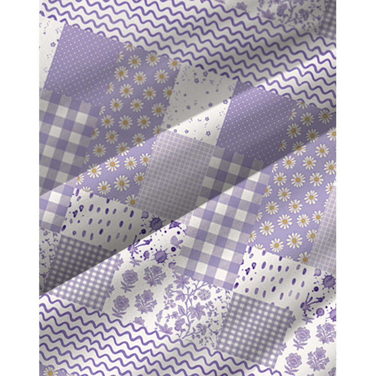 Lavender Field Patchwork Print Spaghetti Strap Mini Dress