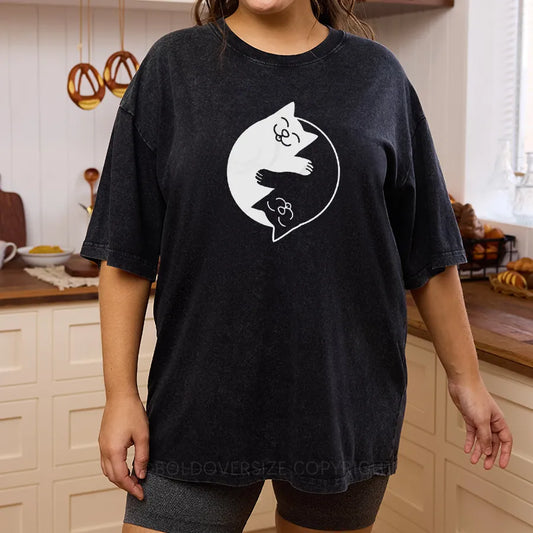 Vintage Yin Yang Cats Washed T-Shirt