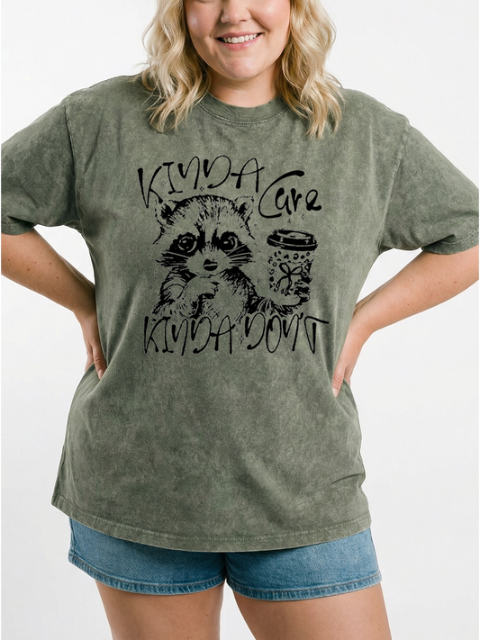 Vintage Kinda Care Kinda Don'T Snarky Washed T-Shirt