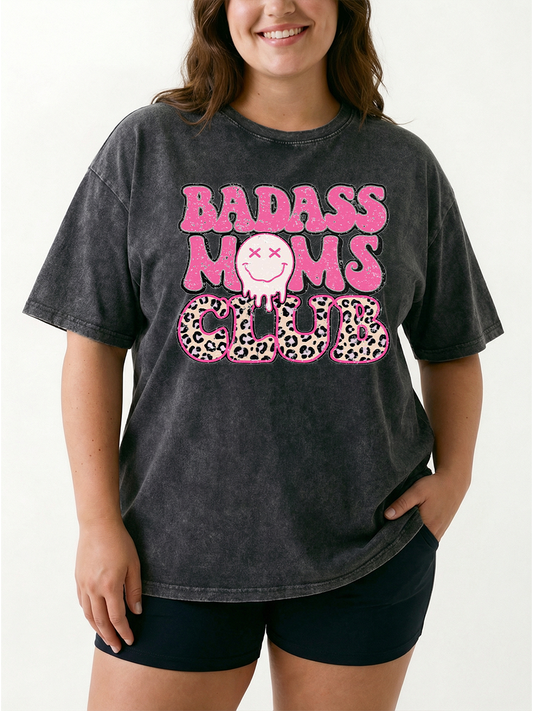 Vintage Badass Mom Club Washed T-Shirt