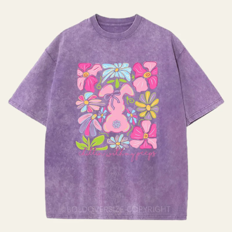 Vintage Happy Easter Bunny Washed T-Shirt
