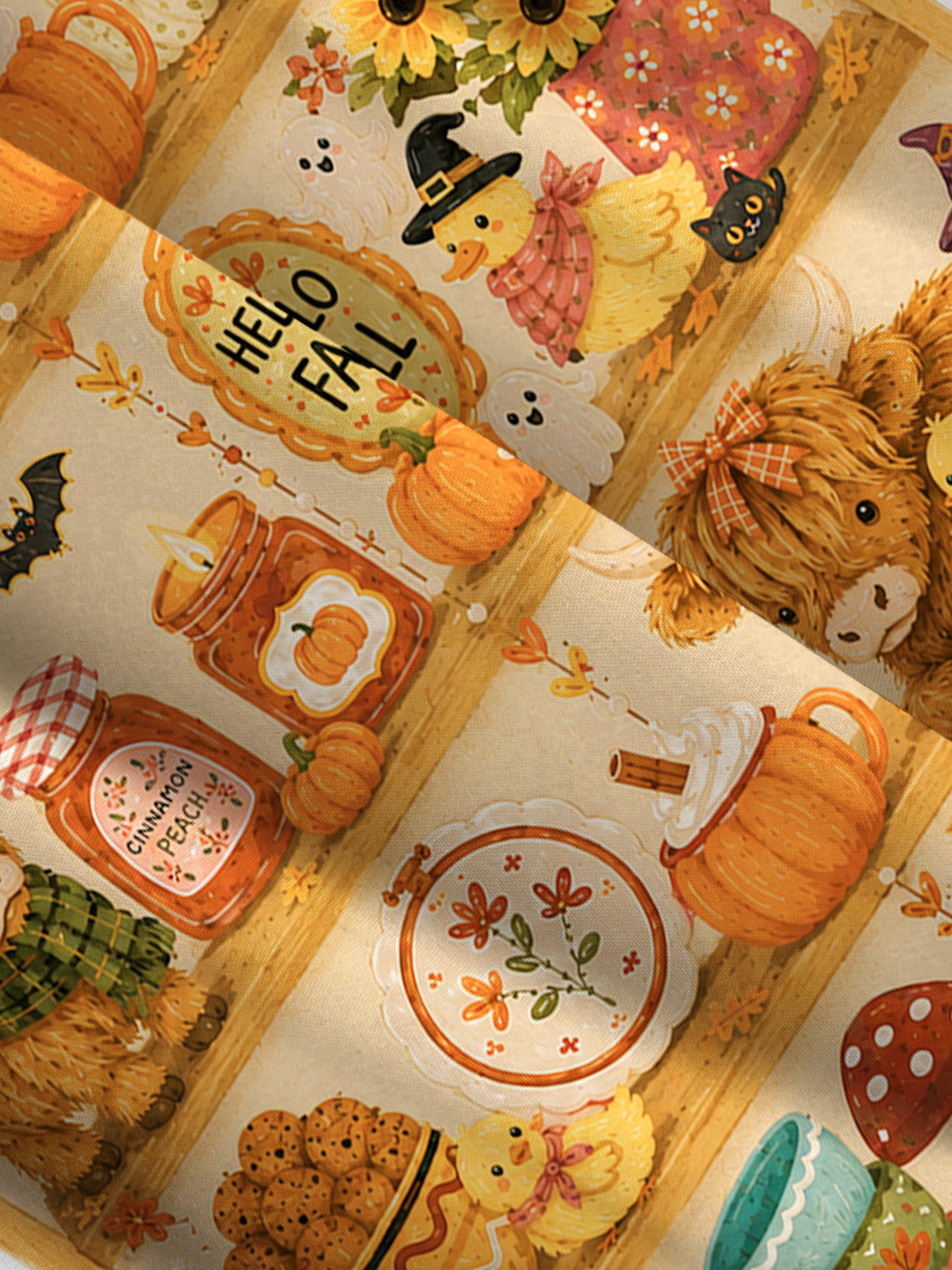 Cozy Autumn Shelves Print Wide Straps Maxi Dress With Pockets