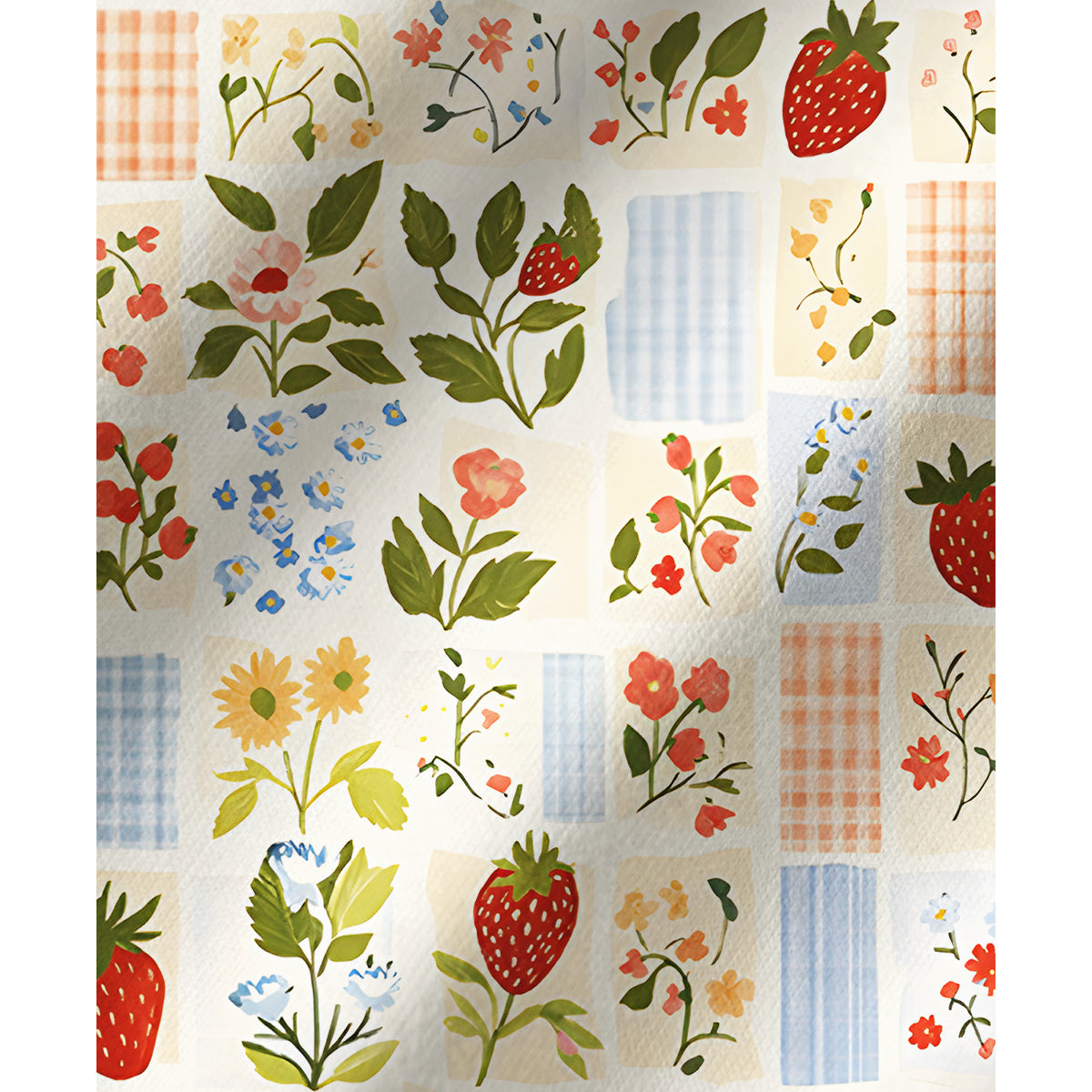 Strawberry Garden Patchwork Print Long Pajama Set