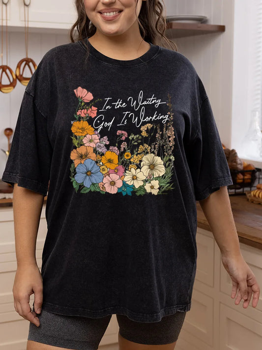 Vintage In The Waiting God Is Working Washed T-Shirt