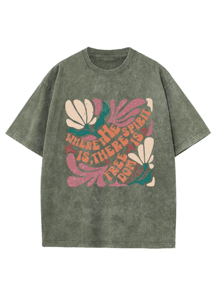 Vintage Boho Flowers Washed T-Shirt