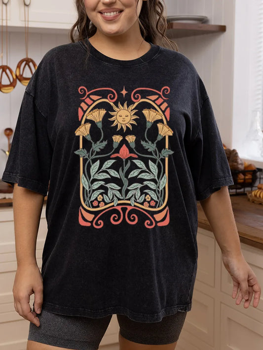 Vintage Boho Floral Washed T-Shirt