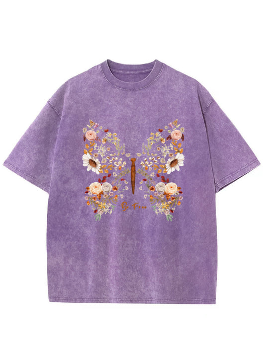 Vintage Butterfly Wildflower Washed T-Shirt