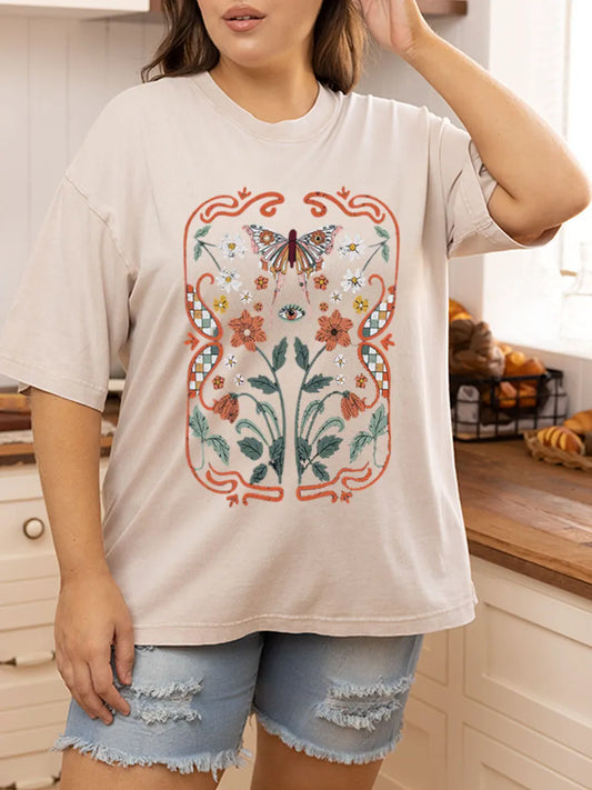Vintage Art Wildflowers Floral Nature Washed T-Shirt