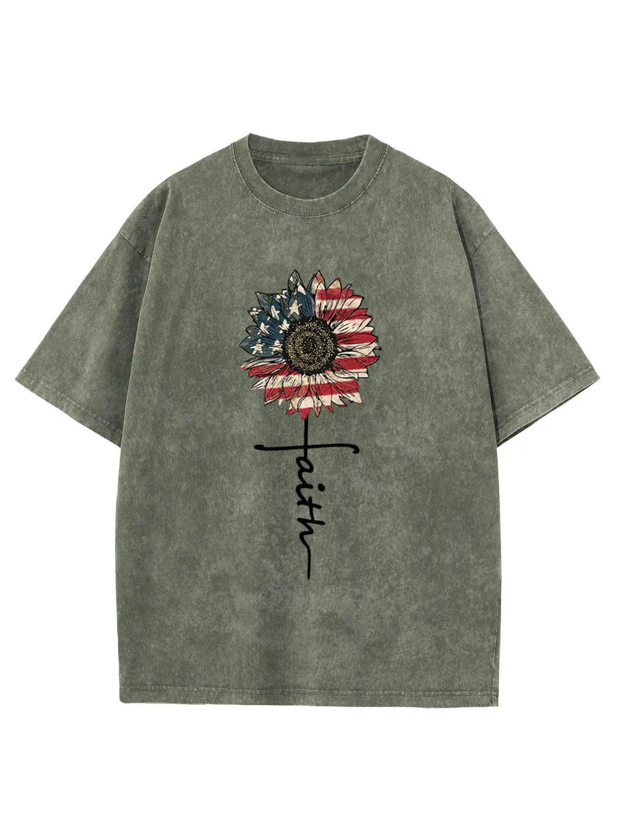 Vintage Sunflower Faith Washed T-Shirt