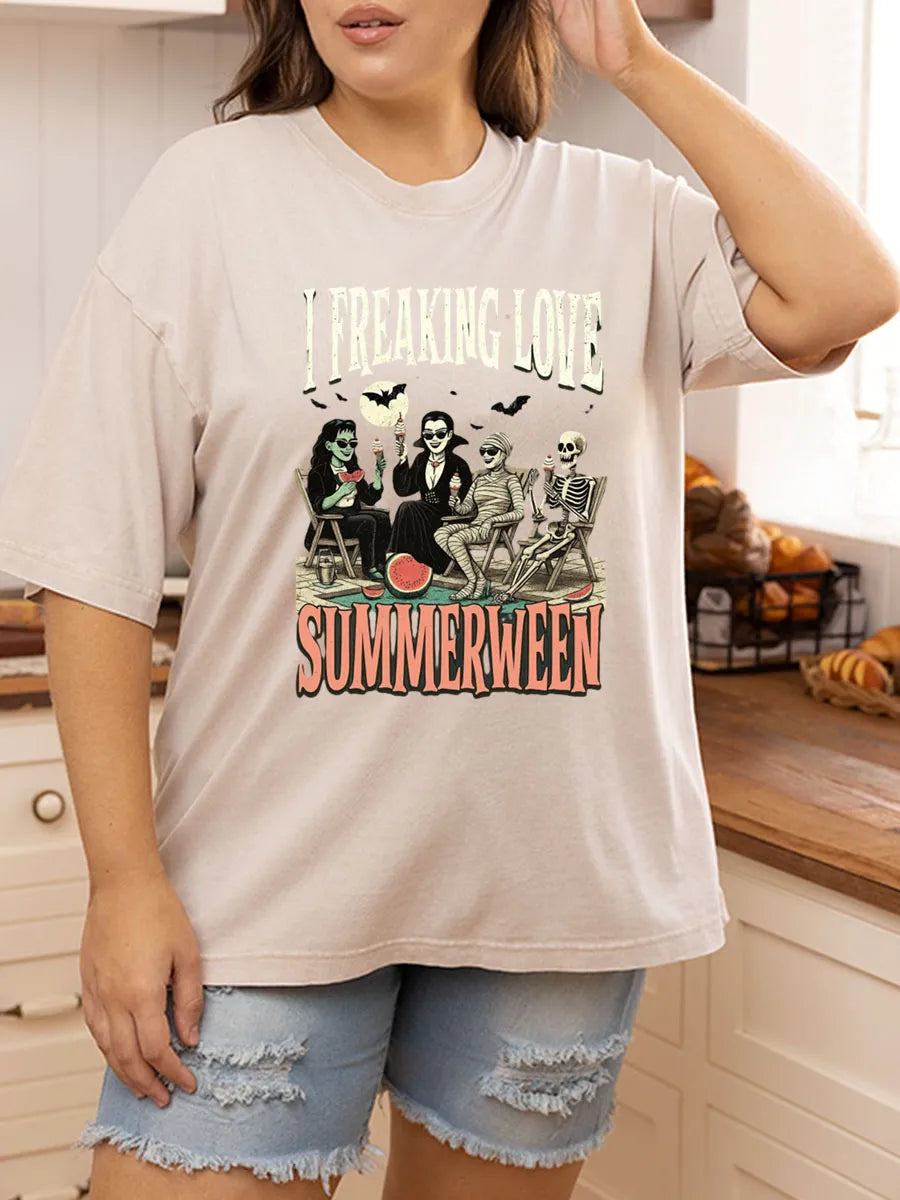 Vintage I Freaking Love Summerween Oversize Washed T-Shirt