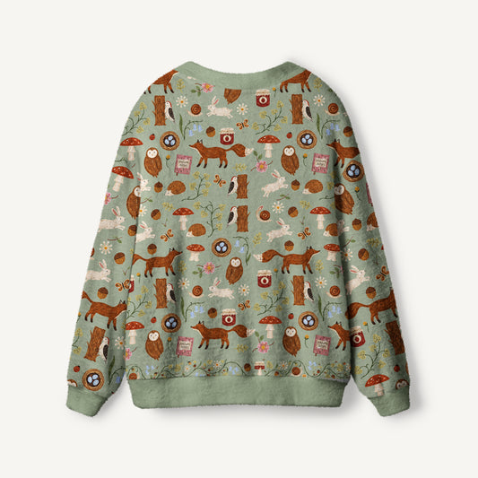 Woodland Nature Notes Print Ugly Cardigan Sweaters