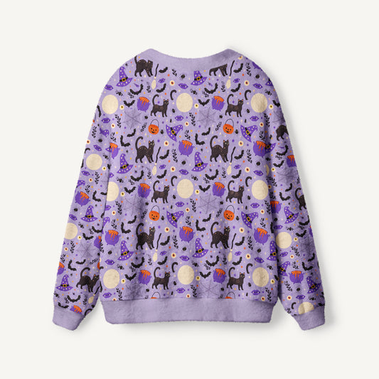 Moonlit Whiskers Print Ugly Cardigan Sweaters