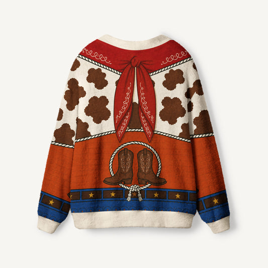 Western Ranch Cowboy Boot Print Ugly Cardigan Sweaters