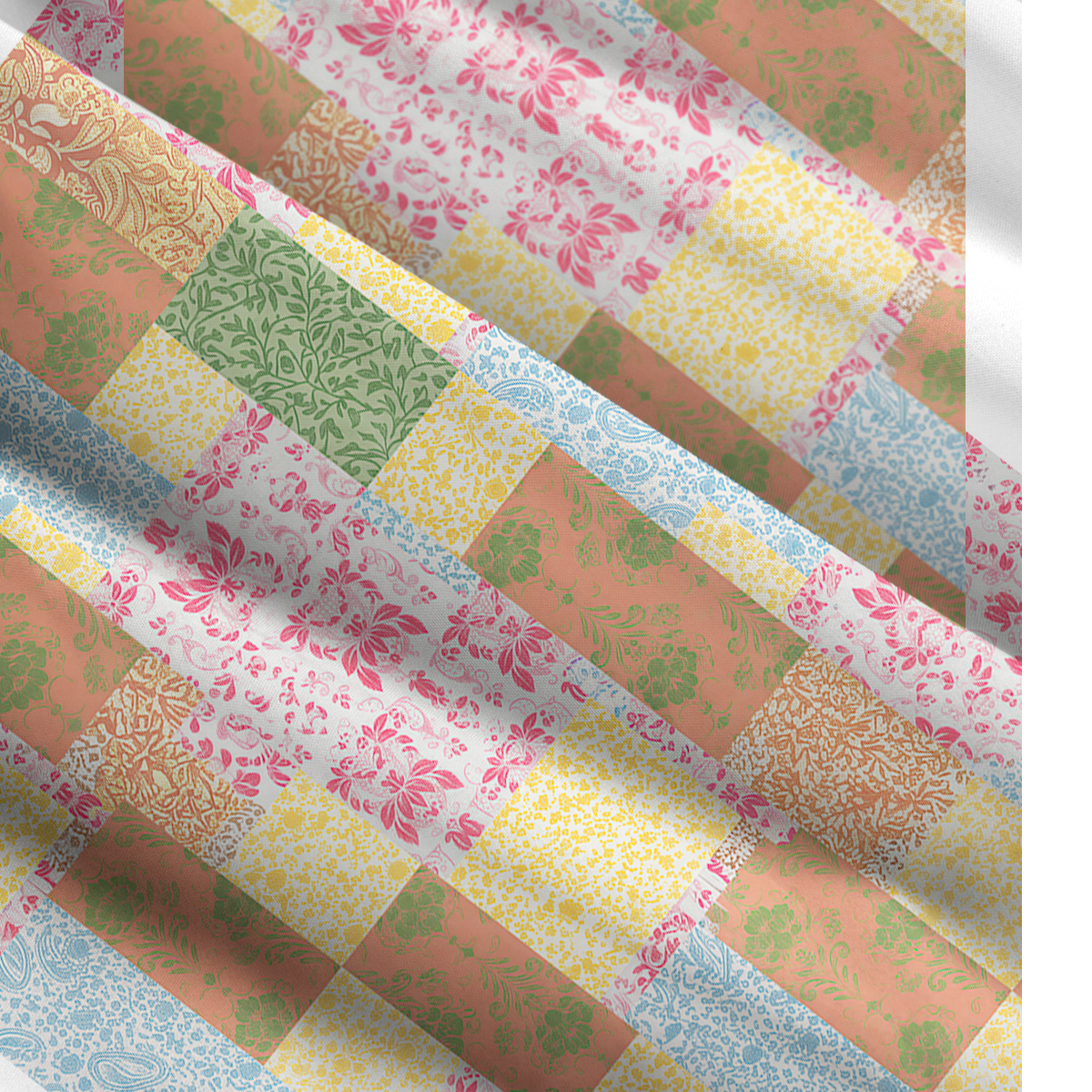 Square Neck Morning Patchwork Print Wide Straps Maxi Dress With Pockets