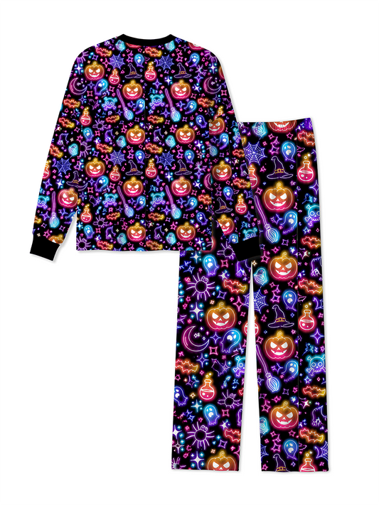 Vintage Halloween Pumpkin Witch Ghost Pajamas
