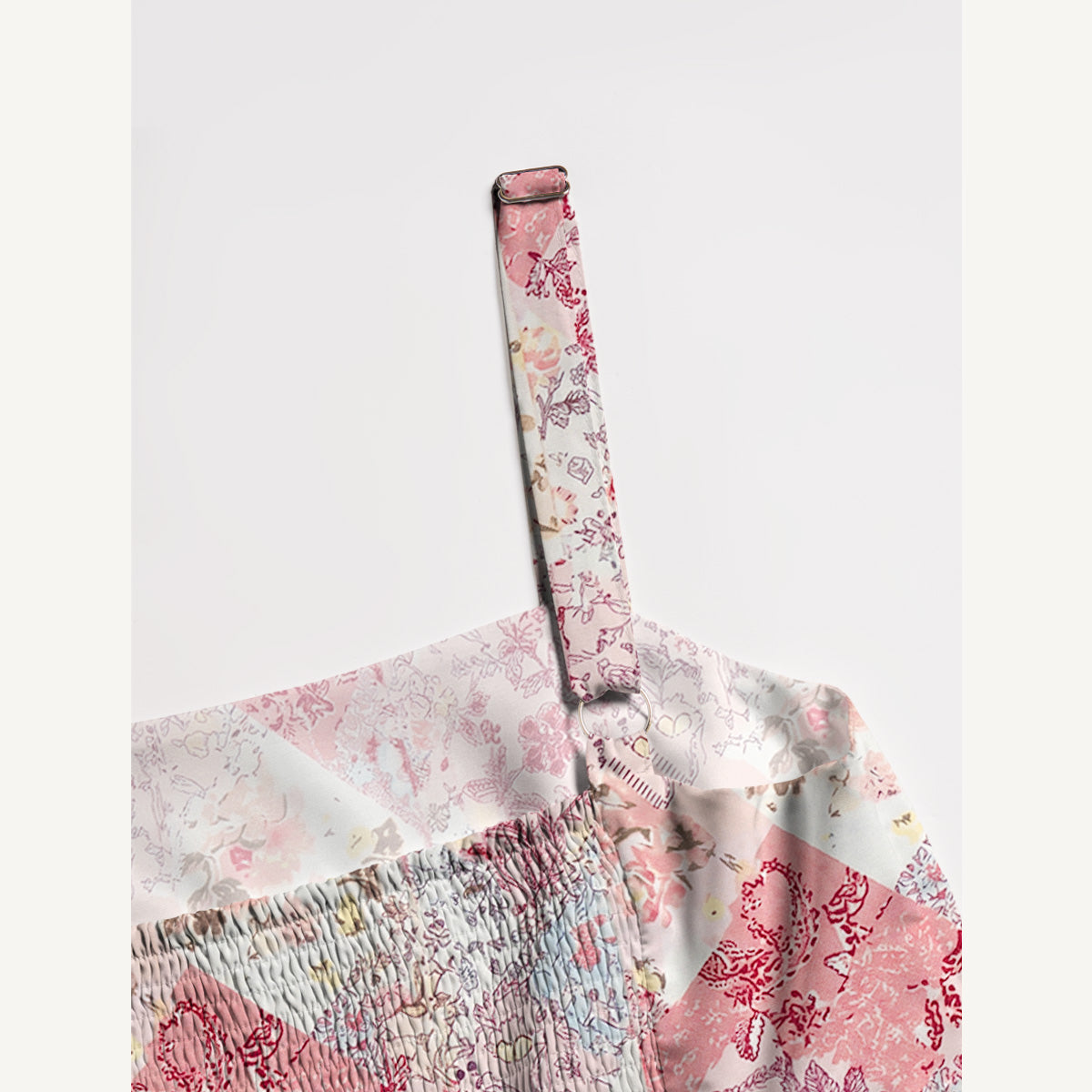 Shabby Chic Floral Patchwork Print Wide Straps Maxi Dress With Pockets