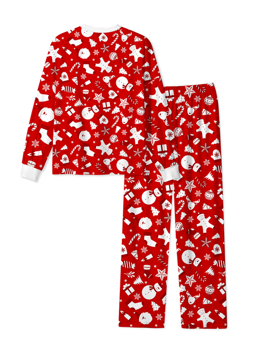 Vintage Red Snowman Candy Cane Christmas Pajamas