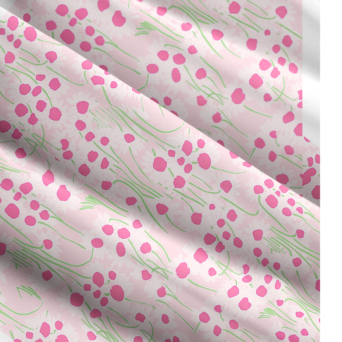 Square Neck Pink Daisy Print Wide Straps Maxi Dress With Pockets