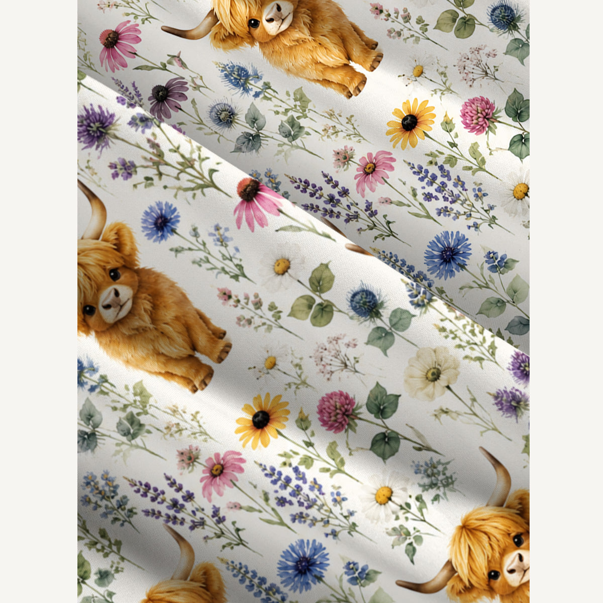 Farm Animal Boho Highland Cow Print Wide Straps Maxi Dress With Pockets