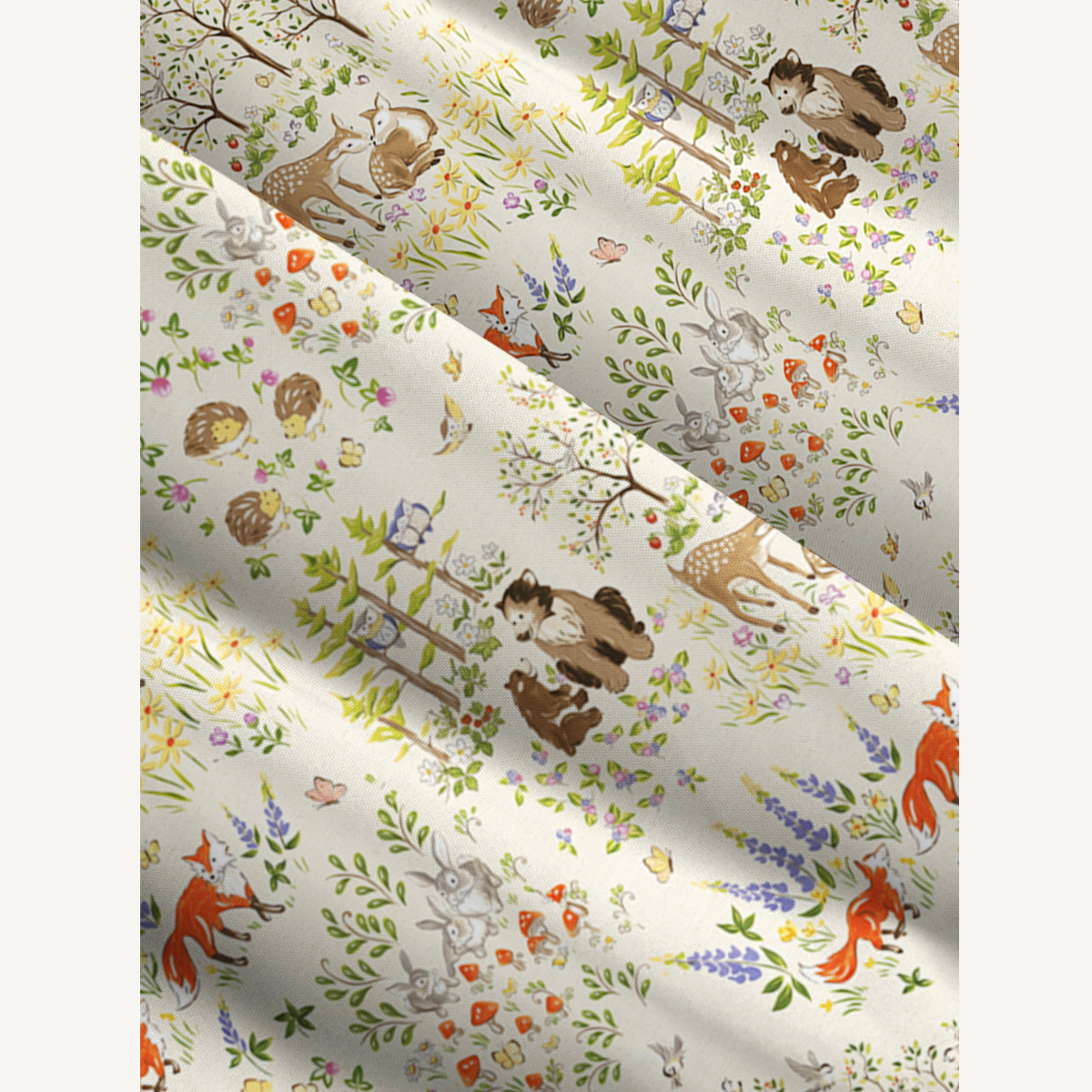 Whimsical Forest Animals Print Wide Straps Maxi Dress With Pockets