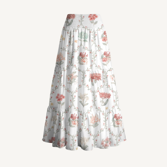 Coral Vine Print Convertible Maxi Skirt & Strapless Dress