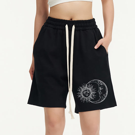 Vintage Sun And Moon Graphic Street Unisex Shorts