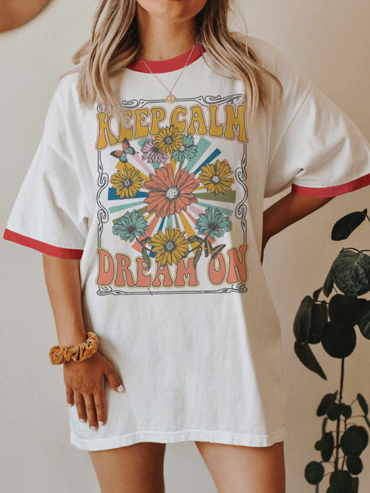 Vintage Boho Hippie Plant Ringer Tee