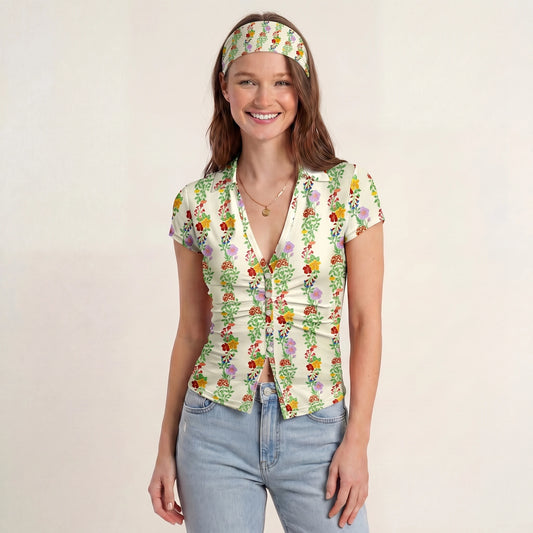 Blossom Trail Print Boho Bandeau Headband