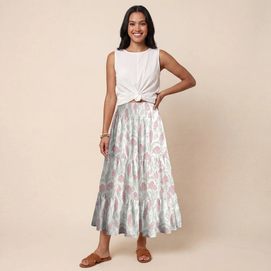 Wild Feather Whisper Print Convertible Maxi Skirt & Strapless Dress