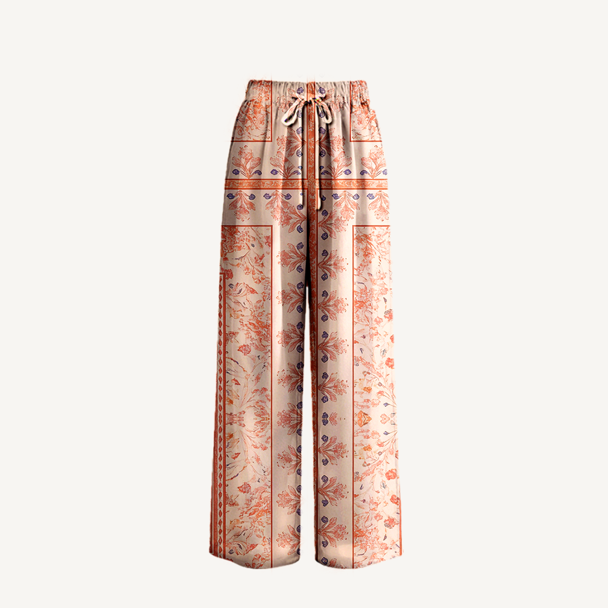 Boho Dahlia Wide Leg Tie Waist Pants With Pockets