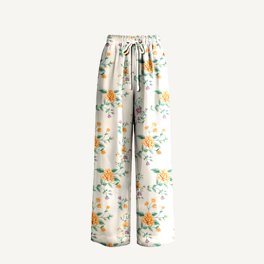 Boho Amber Rose Wide Leg Tie Waist Pants With Pockets