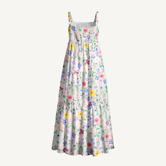 Wild Berry Botanical Garden Print Wide Straps Maxi Dress With Pockets