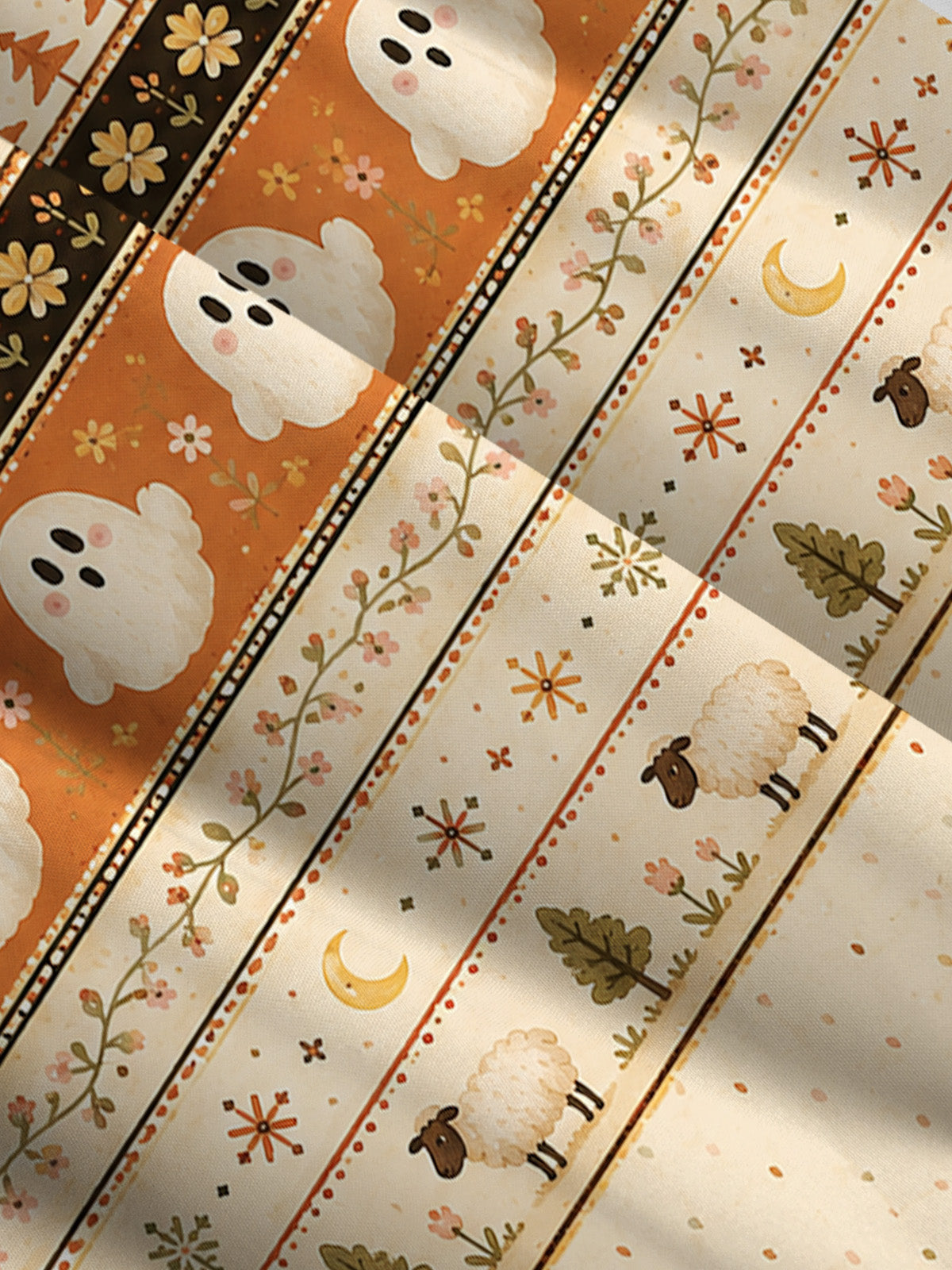 Vintage Ghost Folklore Pattern Print Wide Straps Maxi Dress With Pockets