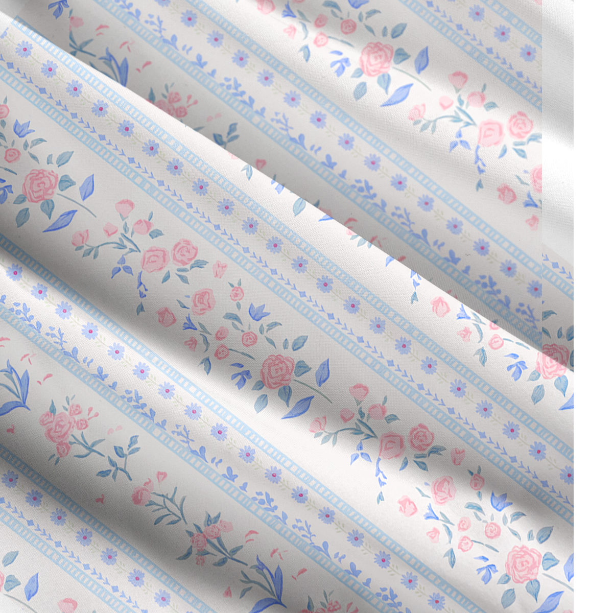 Square Neck Blue Rose Print Wide Straps Maxi Dress With Pockets