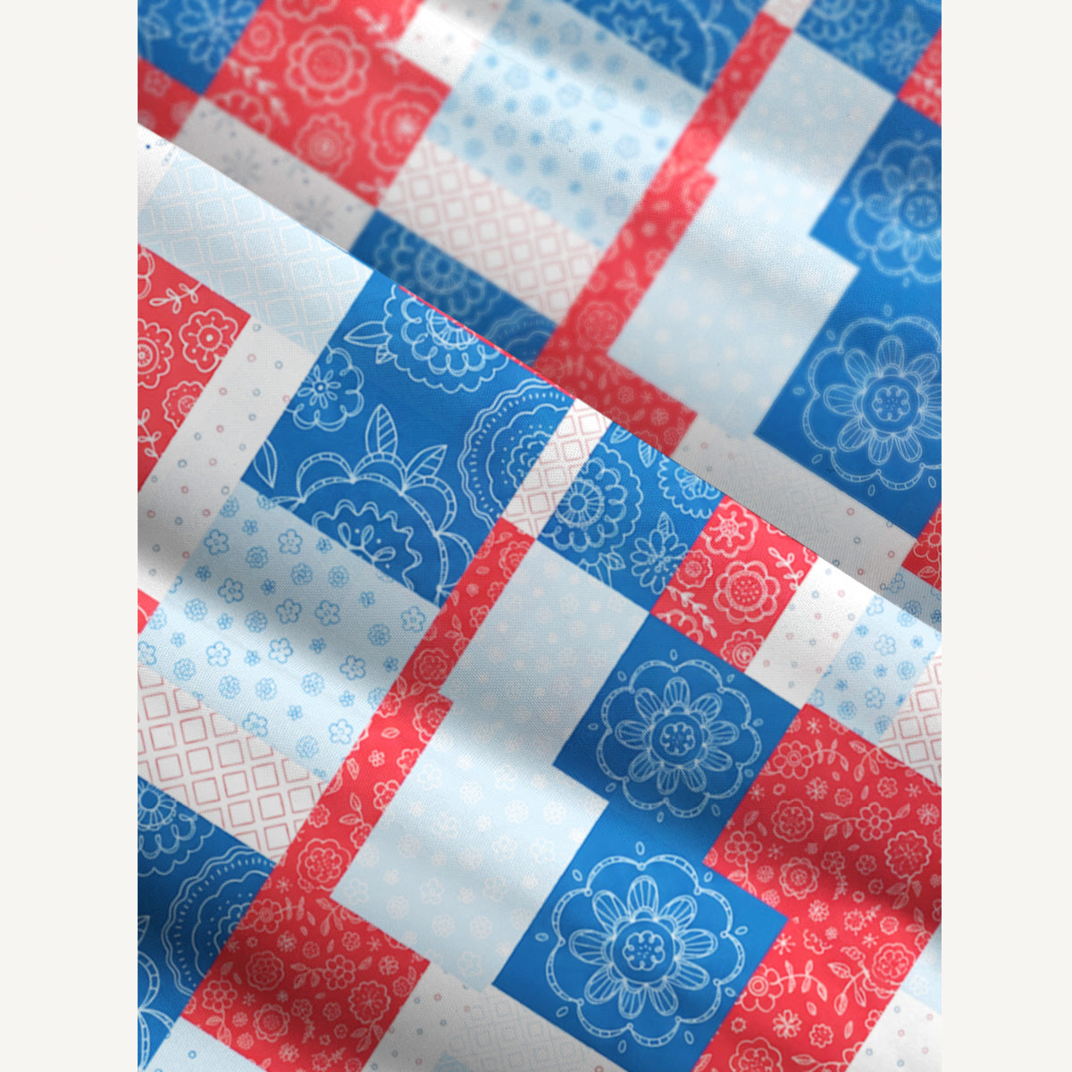 Patriotic Patchwork Print Wide Straps Maxi Dress With Pockets