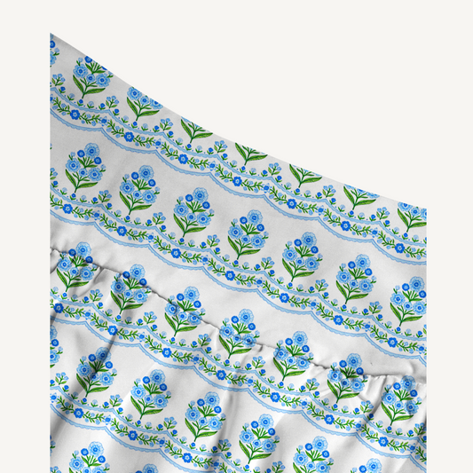 Azure Folk Print Convertible Maxi Skirt & Strapless Dress