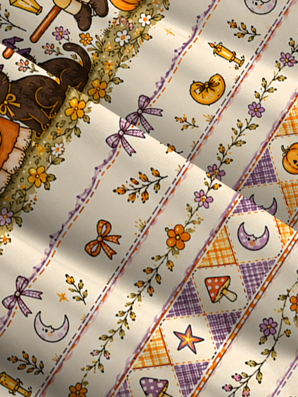 Whimsy Halloween Friends Print Wide Straps Maxi Dress With Pockets