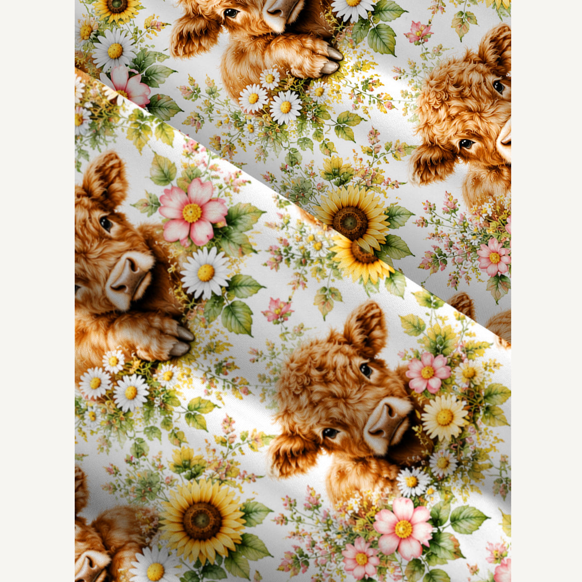 Baby Highland Cow Clipart Print Wide Straps Maxi Dress With Pockets