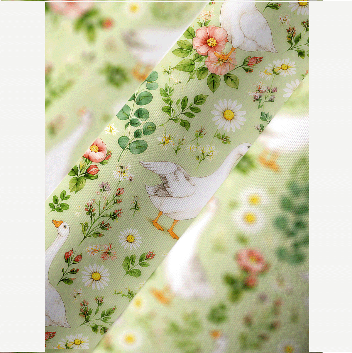 Pastoral Goose Garden Print Kimono Sleeve Kaftan Dress