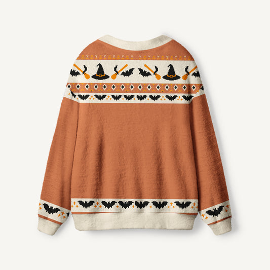 Halloween Witch Bat Art Print Ugly Cardigan Sweaters