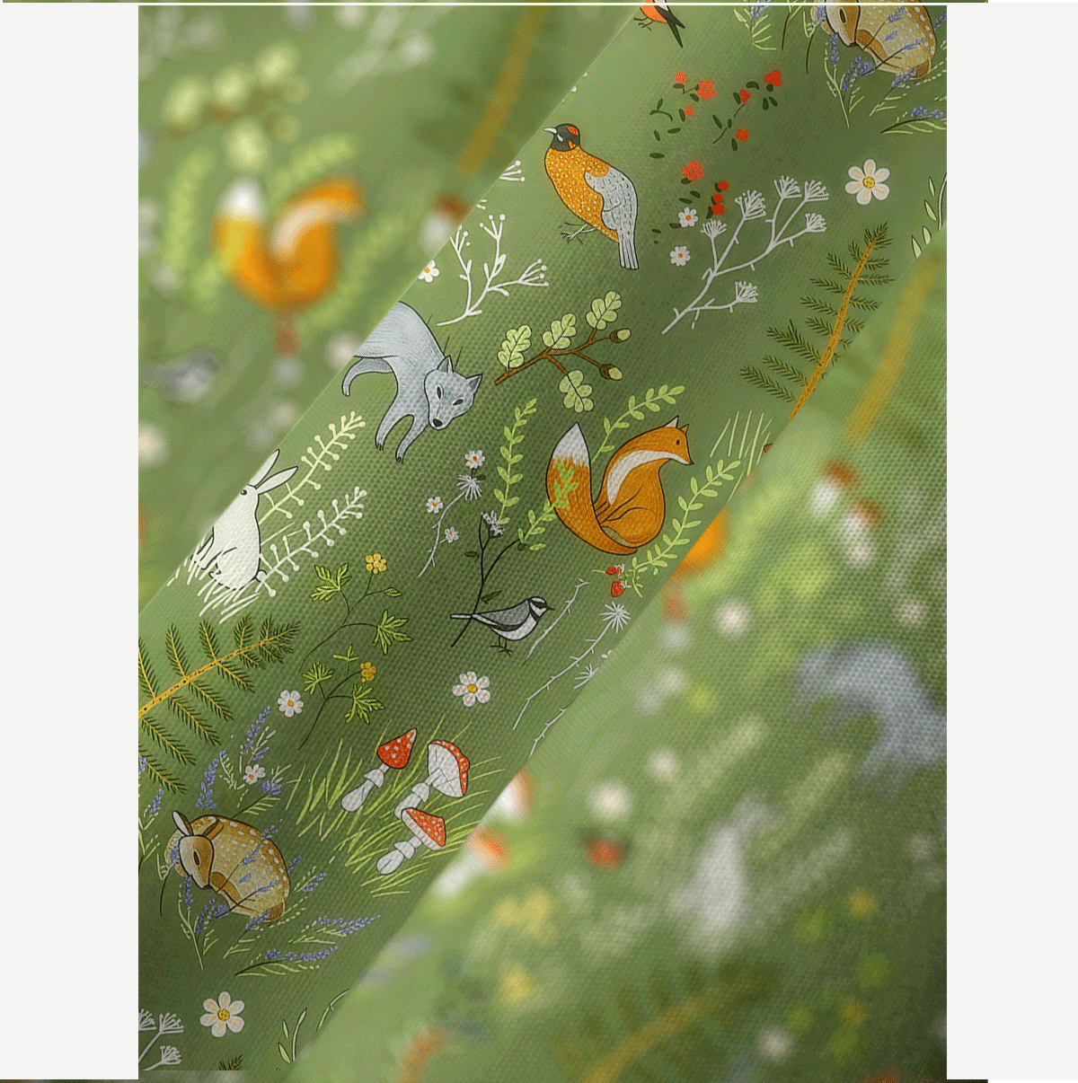 Whimsical Woodland Animals Kimono Sleeve Kaftan Dress